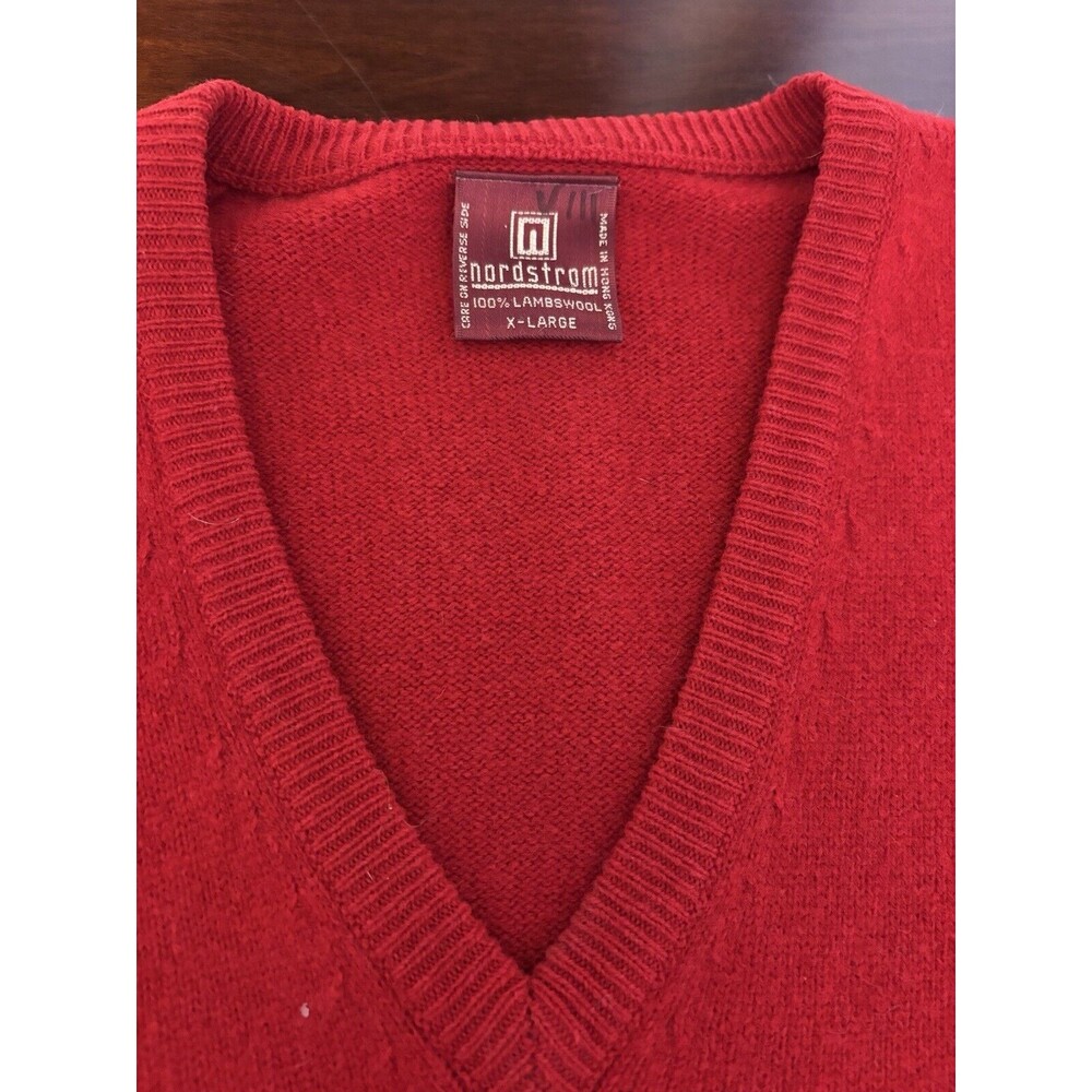 VINTAGE Nordstrom classic preppy Red Sweater Vest Women's Size L 100% Lambswool